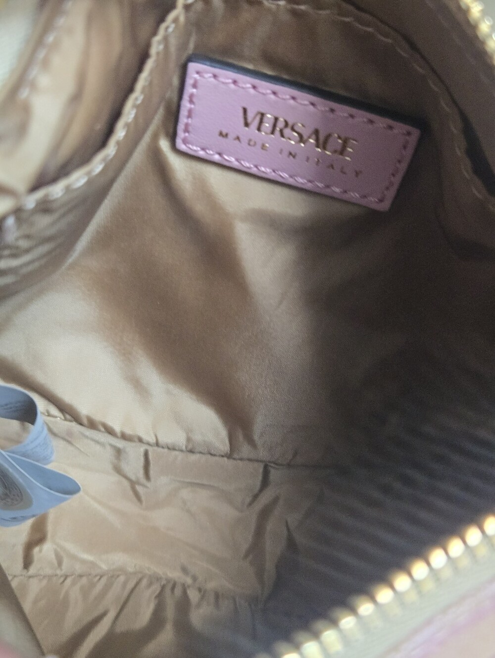 EUC Versace Pink Logo Print Jaquard Mini Baguette Bag With Strap - Picture 9 of 15